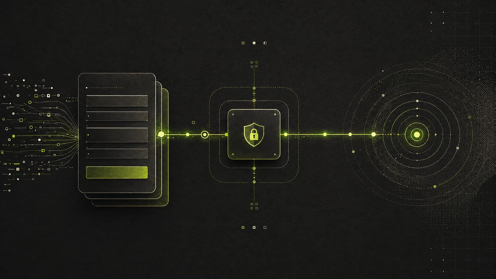 Abstract server-side conversion pipeline sending form submissions through a secure backend to ad measurement systems.